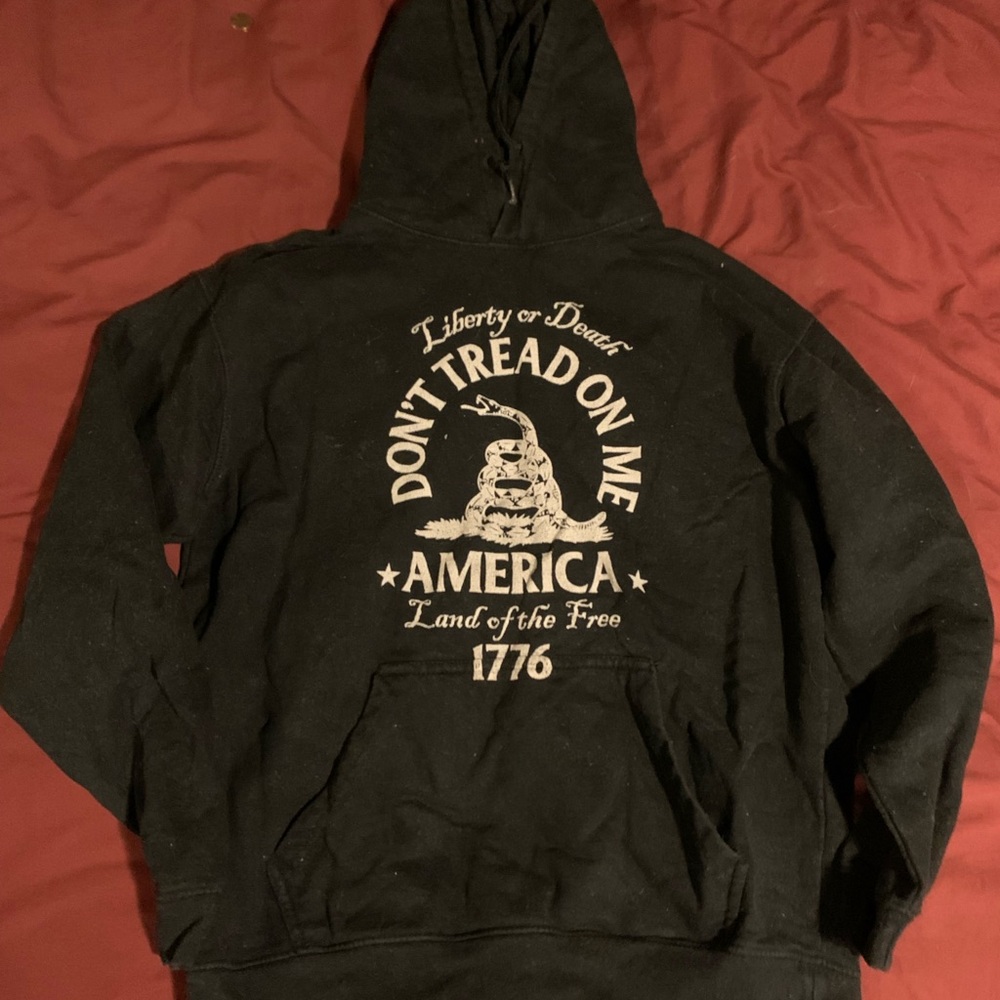 Black Hoodie with 'Don't Tread on Me' Design